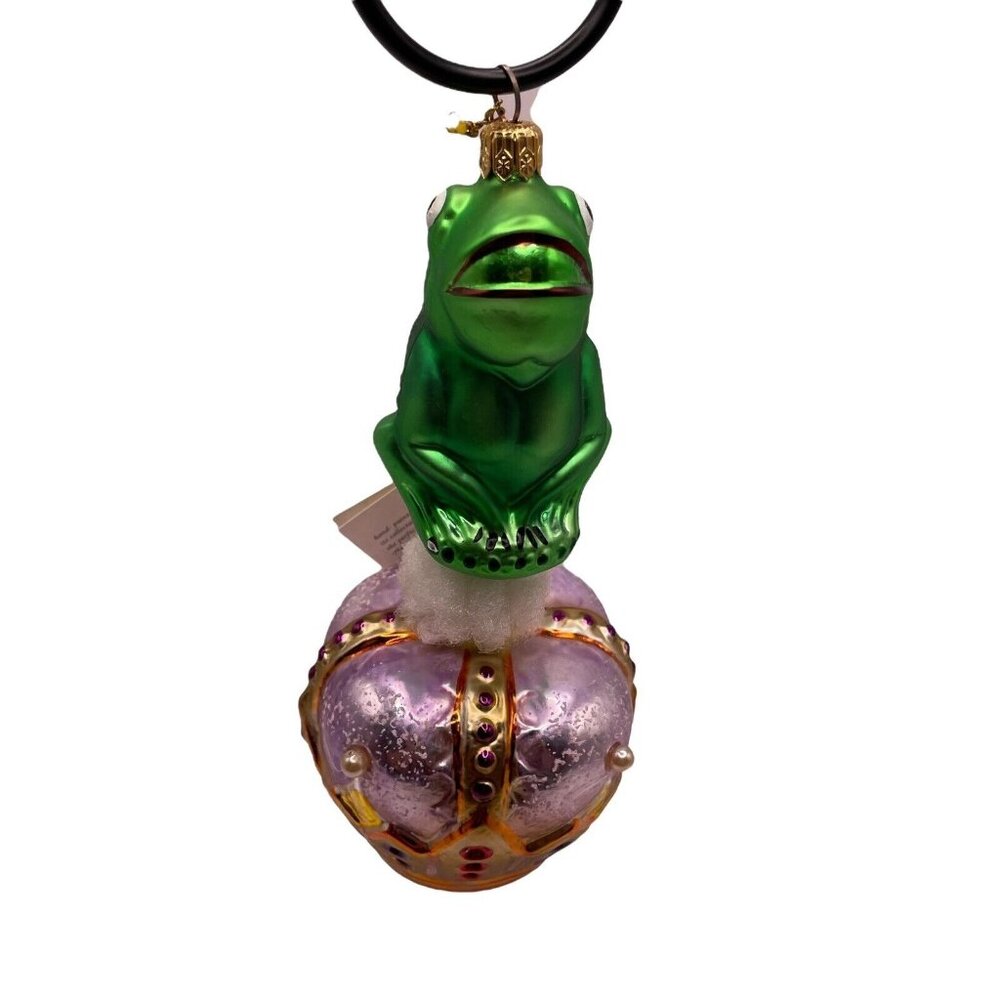 Vintage Radko Ornament Just a Kiss Away Frog Prince Hand Blown Glass 1995 READ